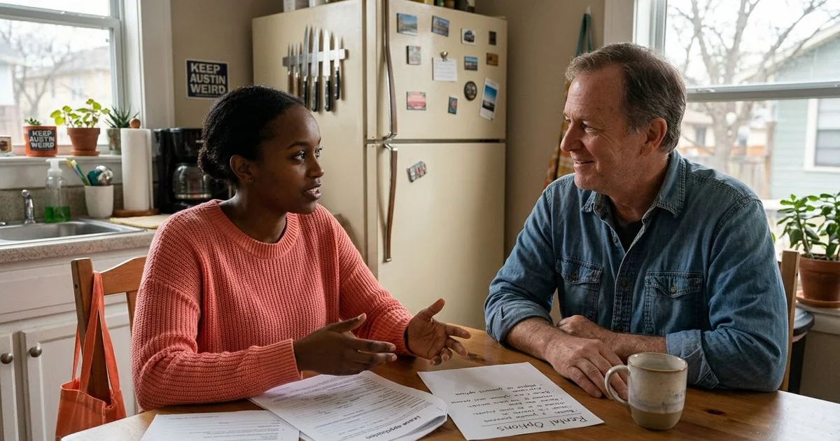 Renter discussing co-signer options with family member