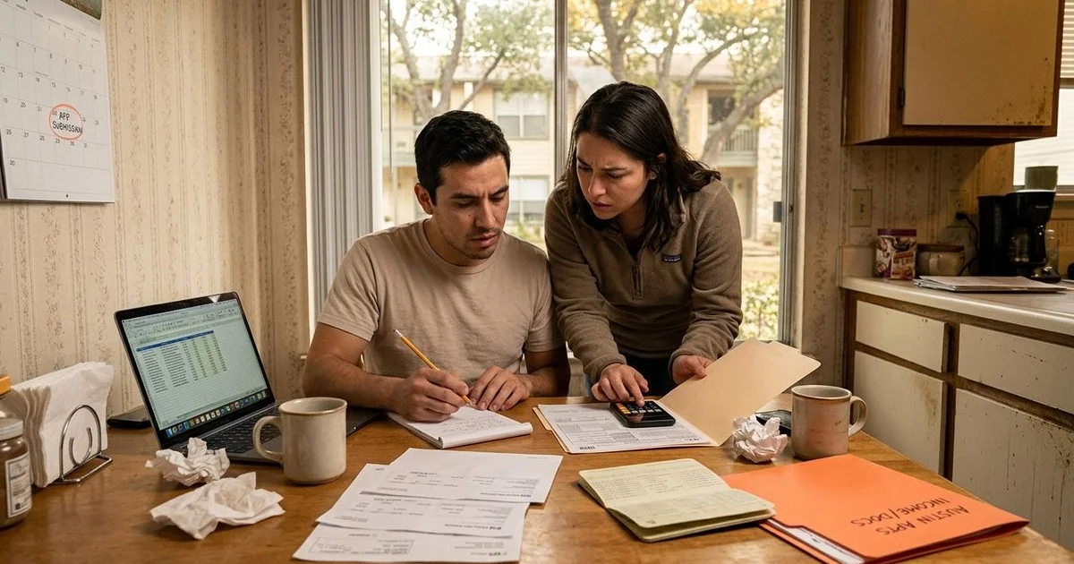 Couple reviewing combined income