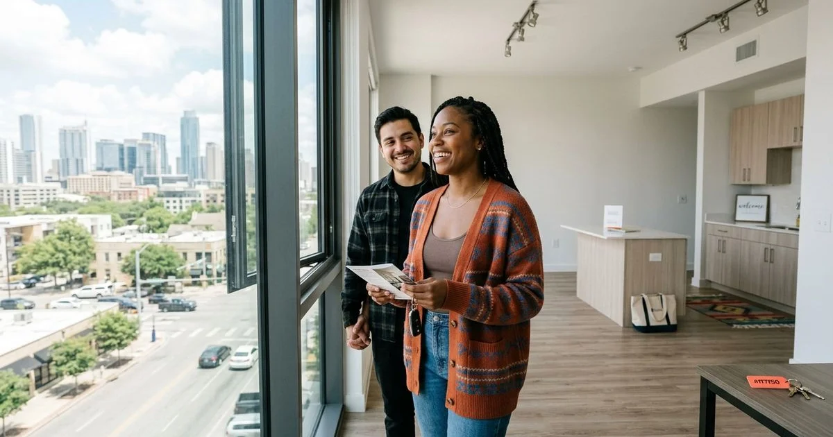Hopeful renter touring an Austin apartment