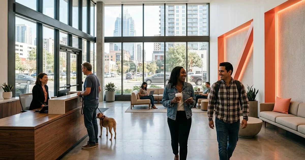 Modern A-class Austin apartment lobby