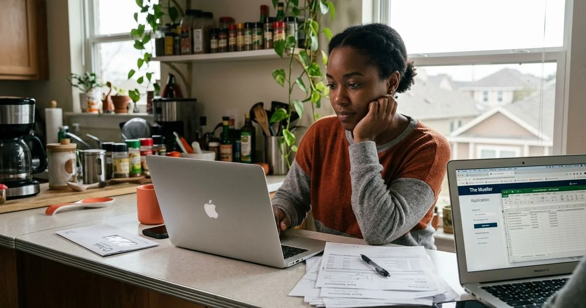 Renter reviewing bank statements