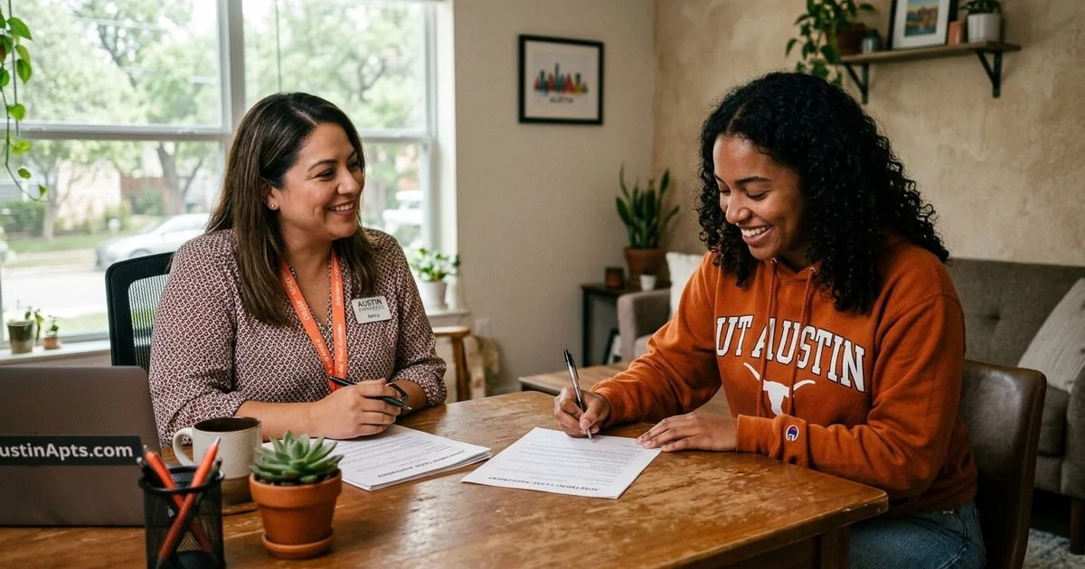 Young renter signing first lease